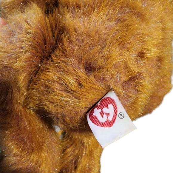 Vtg 1999 Taffybeary TY pinkish purple 14" bear with brown tips big nose unique - Picture 12 of 13